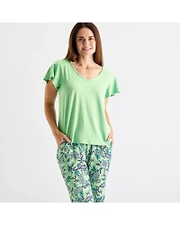 Liz Claiborne Womens V-Neck Short Sleeve 2-pc. Pajama Sets
