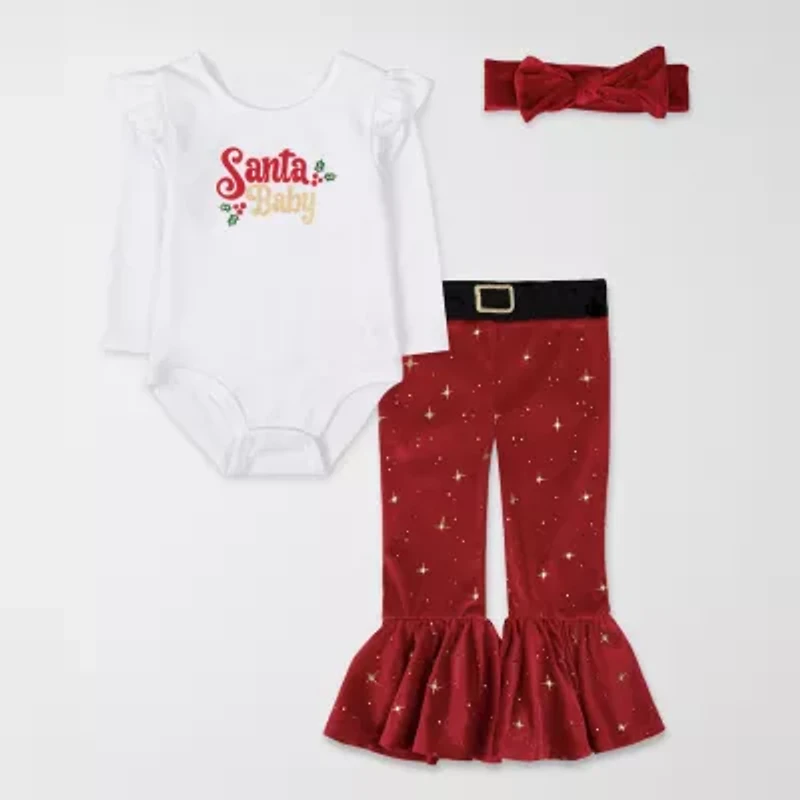 Baby Essentials Santa Girls 2-pc. Pant Set