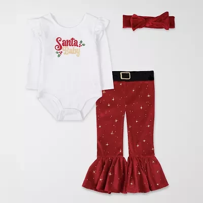 Baby Essentials Santa Girls 2-pc. Pant Set