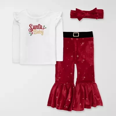 WILLOW and WYATT Toddler Santa Baby Girls 2-pc. Pant Set