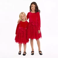 Bonnie Jean Little & Big Kid Girls Long Sleeve Velvet Fit + Flare Dress
