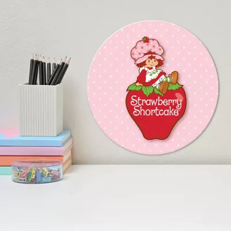 Courtside Market Strawberry Shortcake Polkadot 12x12 Circular Artboard Wood Wall Art