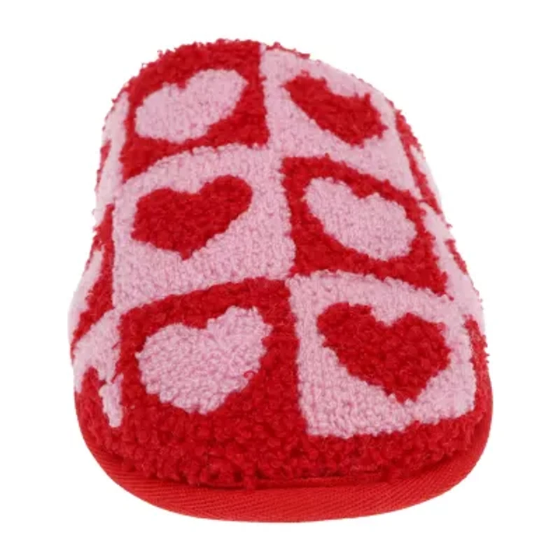 HONEYDEW Plush Heart Scuff Womens Memory Foam Slip-On Slippers