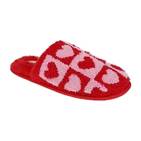 HONEYDEW Plush Heart Scuff Womens Memory Foam Slip-On Slippers