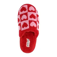 HONEYDEW Plush Heart Scuff Womens Memory Foam Slip-On Slippers