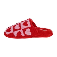 HONEYDEW Plush Heart Scuff Womens Memory Foam Slip-On Slippers