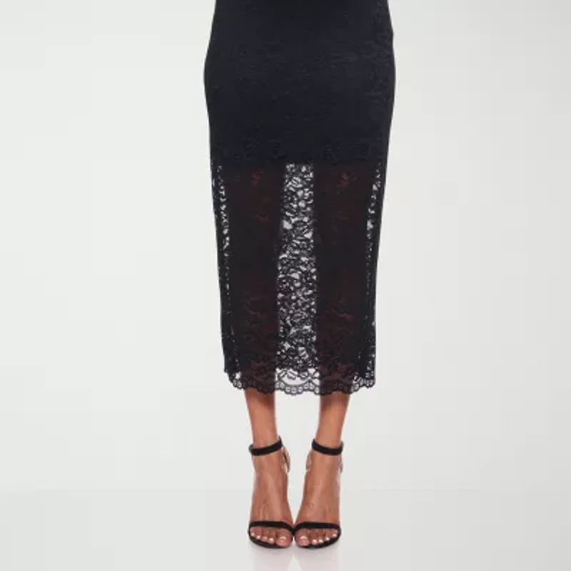 Premier Amour Off The Shoulder Womens Long Sleeve Midi Sheath Dress