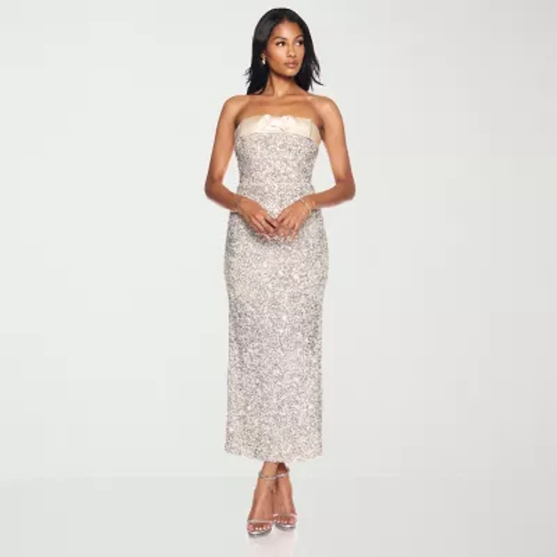 Premier Amour Womens Sequins Sleeveless Evening Gown