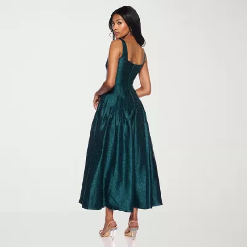 Premier Amour Womens Sleeveless Midi Fit + Flare Dress