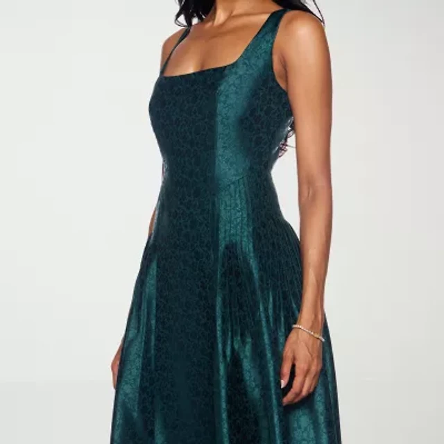 premier amour sleeveless midi fit flare dress Premier Amour Womens Midi Straight Neck Sleeveless Off the Shoulder Fit + Flare  Dress, Color: Navy