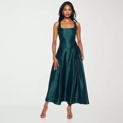 Premier Amour Womens Sleeveless Midi Fit + Flare Dress