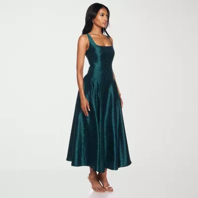 premier amour womens sleeveless floral midi fit flare dress Premier Amour Womens Midi Sweetheart Neck Sleeveless Floral Fit + Flare  Dress, Color: Sage Olive