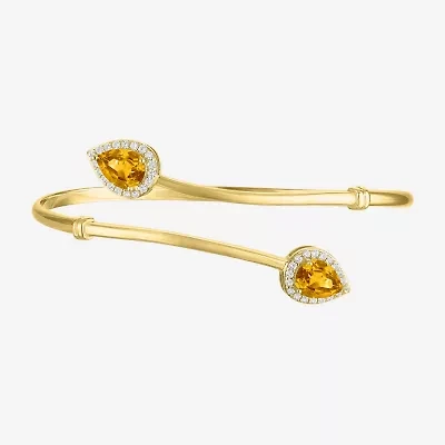Womens Yellow Citrine 14K Gold Over Silver Cuff Bracelet