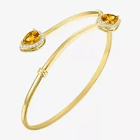 Womens Yellow Citrine 14K Gold Over Silver Cuff Bracelet