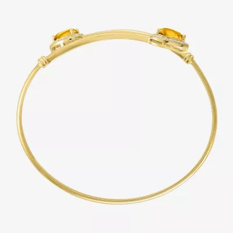 Womens Yellow Citrine 14K Gold Over Silver Cuff Bracelet