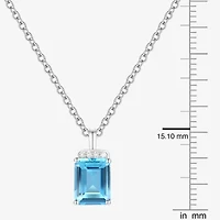 Womens Genuine Blue Topaz Sterling Silver 18 Inch Pendant Necklace