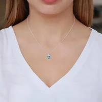 Womens Genuine Blue Topaz Sterling Silver 18 Inch Pendant Necklace