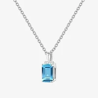 Womens Genuine Blue Topaz Sterling Silver 18 Inch Pendant Necklace