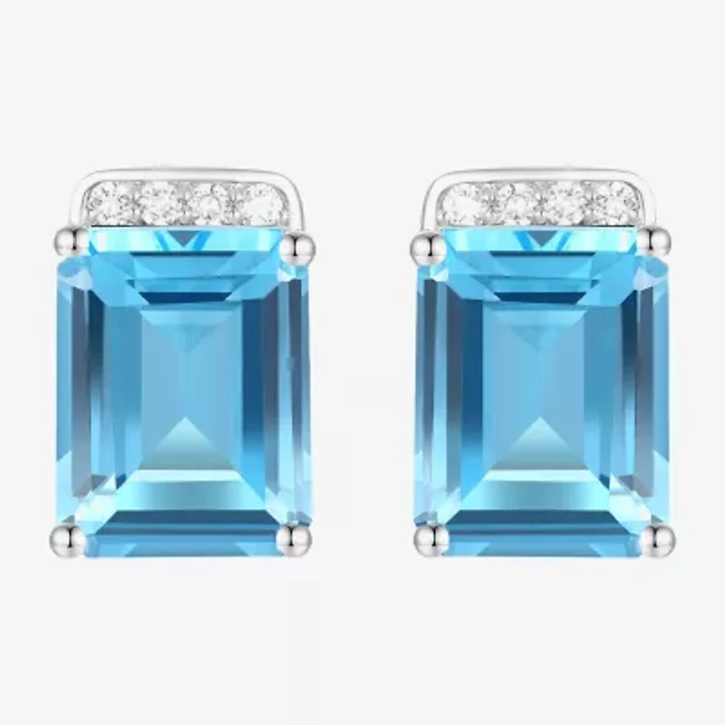 Gemstone Sterling Silver 9mm Stud Earrings