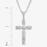 Crucifix Mens Stainless Steel Cross 24 Inch Pendant Necklace