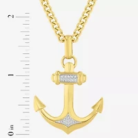 (H-I, I2-I3) Mens Diamond Accent Natural White Diamond Stainless Steel 24 Inch Pendant Necklace