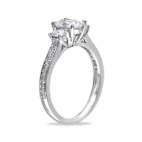 1-1/10 CT.T.W. Natural Diamond 14K White Gold 3-Stone Oval Ring