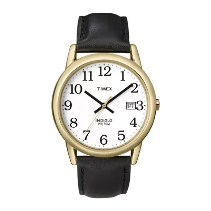 Timex® Easy Reader Mens Black Leather Strap Watch T2H2919J