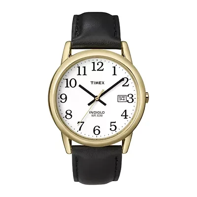 Timex® Easy Reader Mens Black Leather Strap Watch T2H2919J