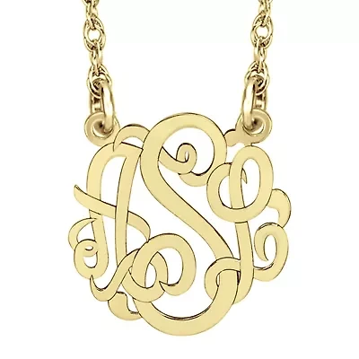 Personalized 10mm Script Monogram Initial Pendant Necklace