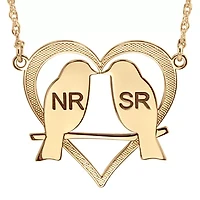 Personalized 25mm Love Birds Heart Couples Necklace