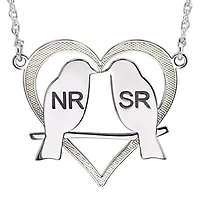 Personalized 25mm Love Birds Heart Couples Necklace