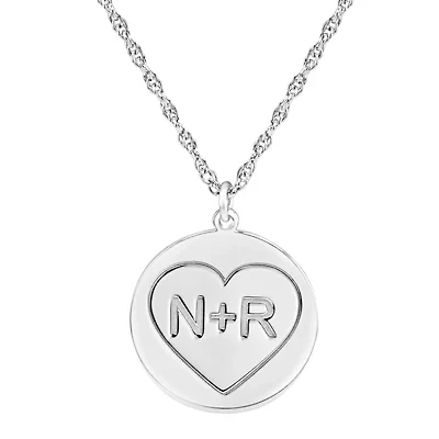 Personalized Couples Engraved Initial Pendant Necklace