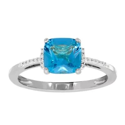 Genuine Blue Topaz & Diamond Accent 10K White Gold Ring