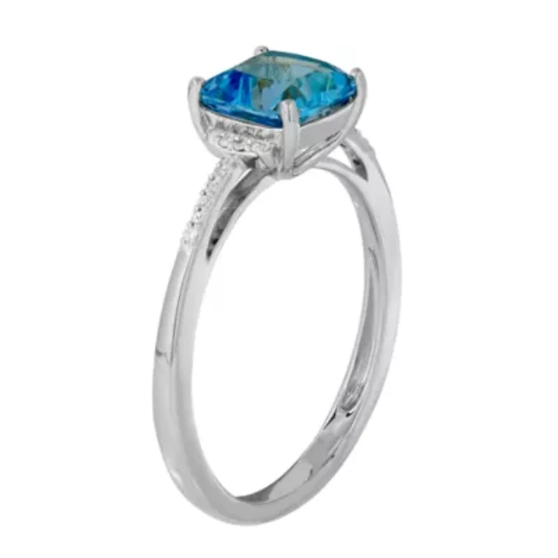 Genuine Blue Topaz & Diamond Accent 10K White Gold Ring