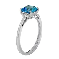 Genuine Blue Topaz & Diamond Accent 10K White Gold Ring