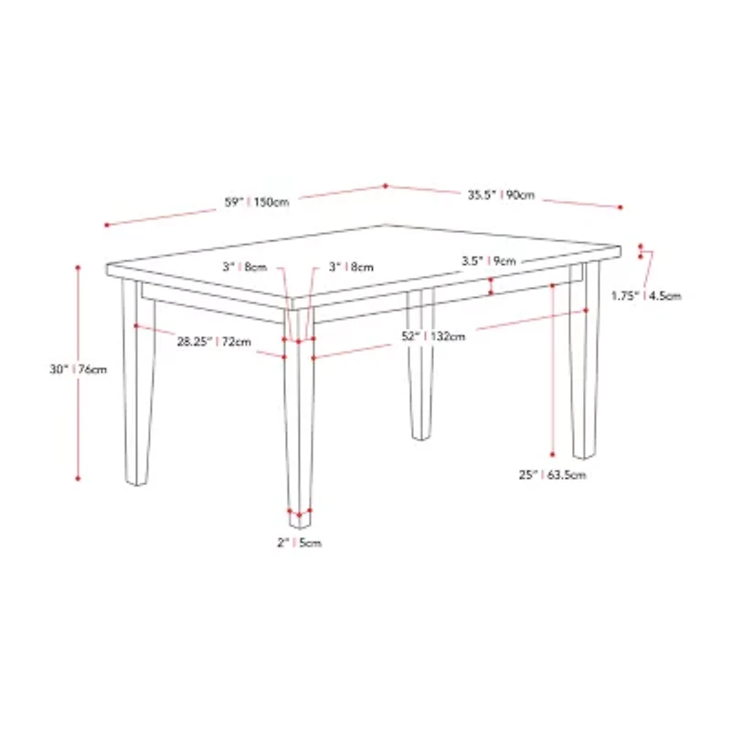 Corliving New York Dining Collection Rectangular Wood-Top Dining Table