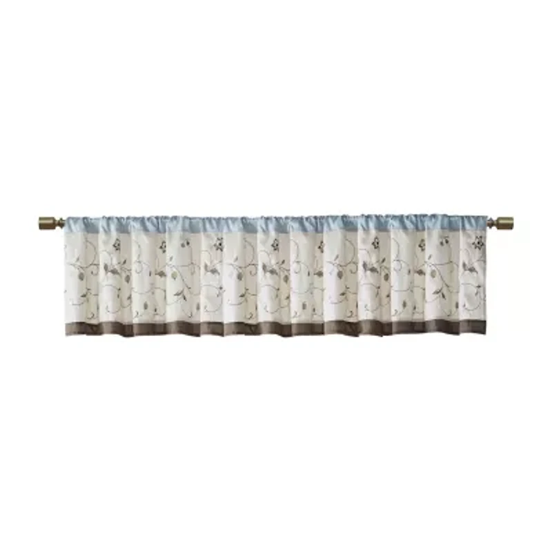 Madison Park Belle Embroidered Rod Pocket Tailored Valance