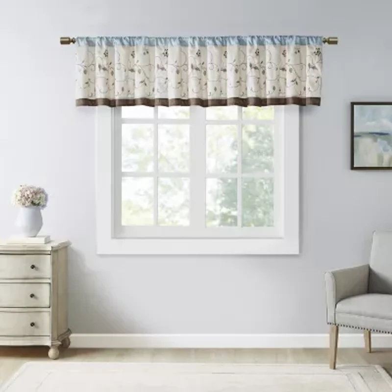 Madison Park Belle Embroidered Rod Pocket Tailored Valance