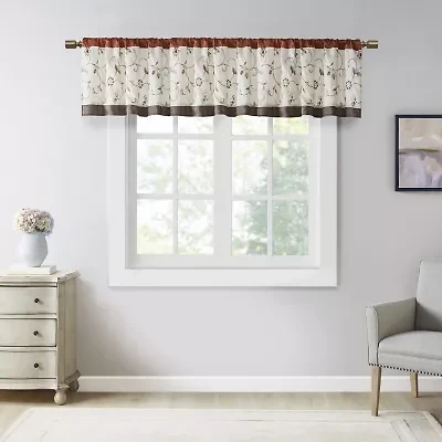 Madison Park Belle Embroidered Rod Pocket Tailored Valance