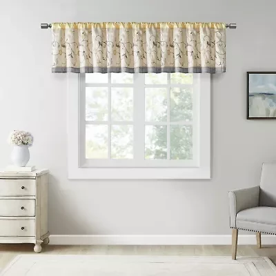Madison Park Belle Embroidered Rod Pocket Tailored Valance