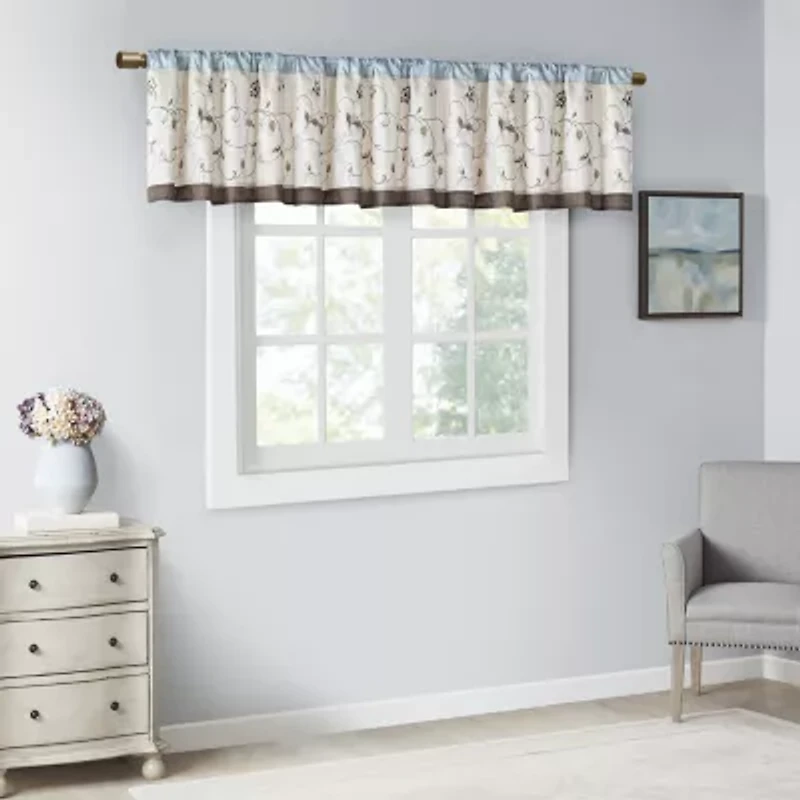 Madison Park Belle Embroidered Rod Pocket Tailored Valance