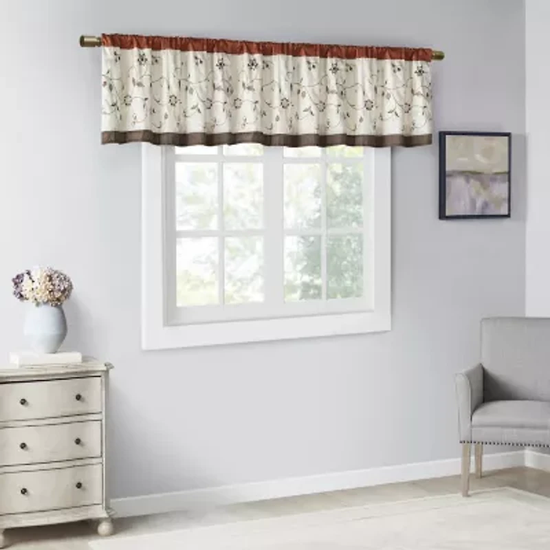 Madison Park Belle Embroidered Rod Pocket Tailored Valance