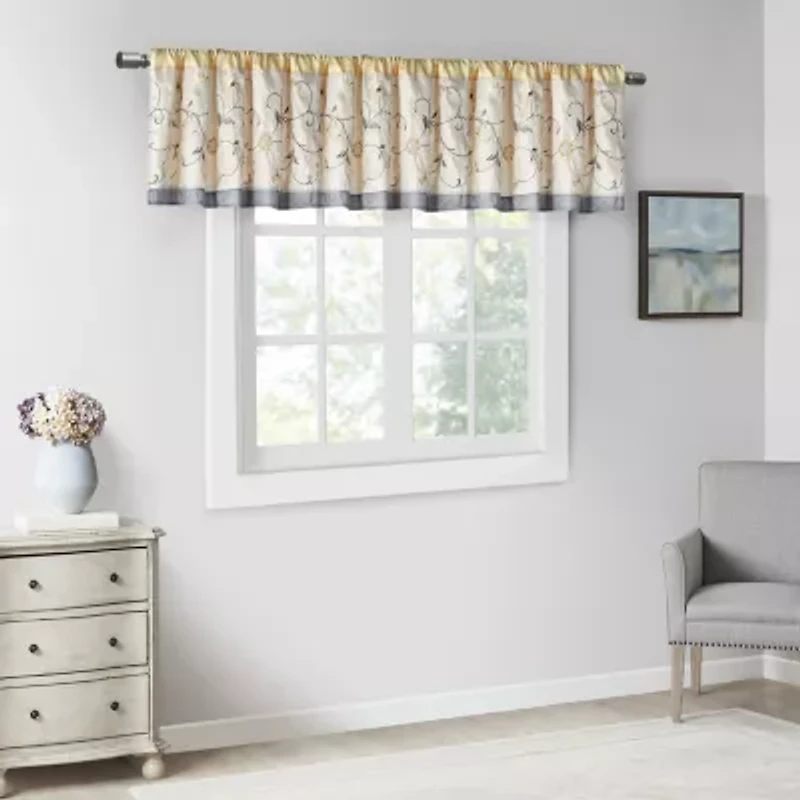 Madison Park Belle Embroidered Rod Pocket Tailored Valance