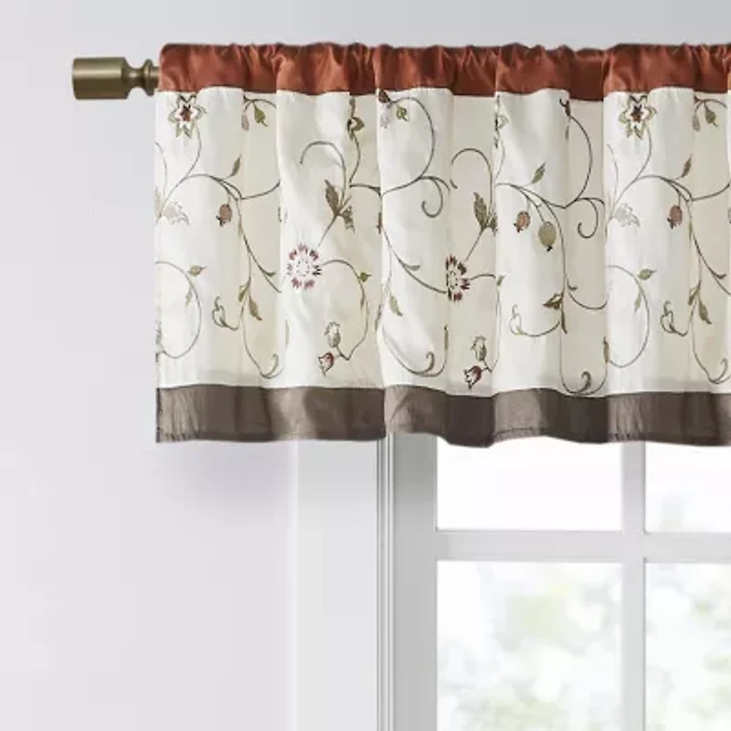 Madison Park Belle Embroidered Rod Pocket Tailored Valance