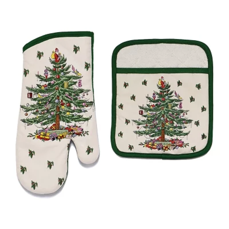 Spode Spode Christmas Tree 2-pc. Mitt & Pot Holder Set
