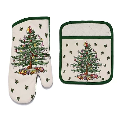 Spode Spode Christmas Tree 2-pc. Mitt & Pot Holder Set