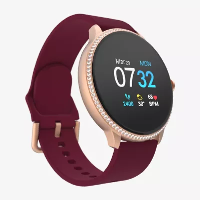 iTouch Sport 3 Special Edition for Women: Rose Gold Crystal Case with Merlot Strap Smartwatch (45mm) 500017R-51-C10