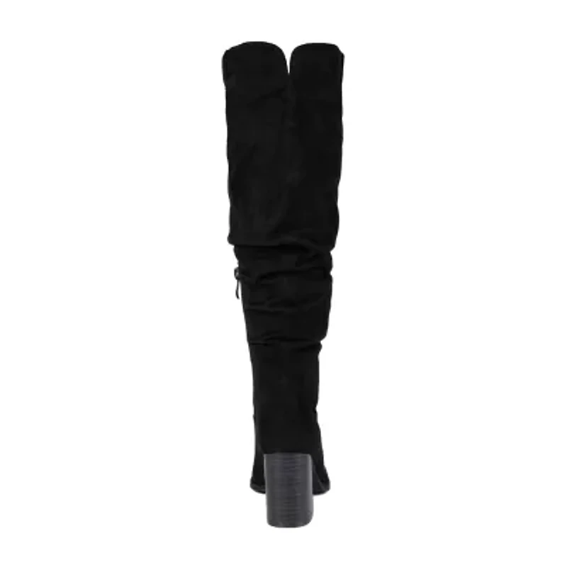 Journee Collection Womens Aneil Extra Wide Calf Stacked Heel Over the Knee Boots