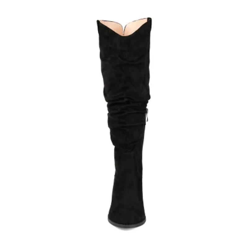 Journee Collection Womens Aneil Extra Wide Calf Stacked Heel Over the Knee Boots