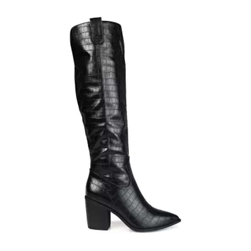 Journee Collection Womens Therese Extra Wide Calf Stacked Heel Riding Boots